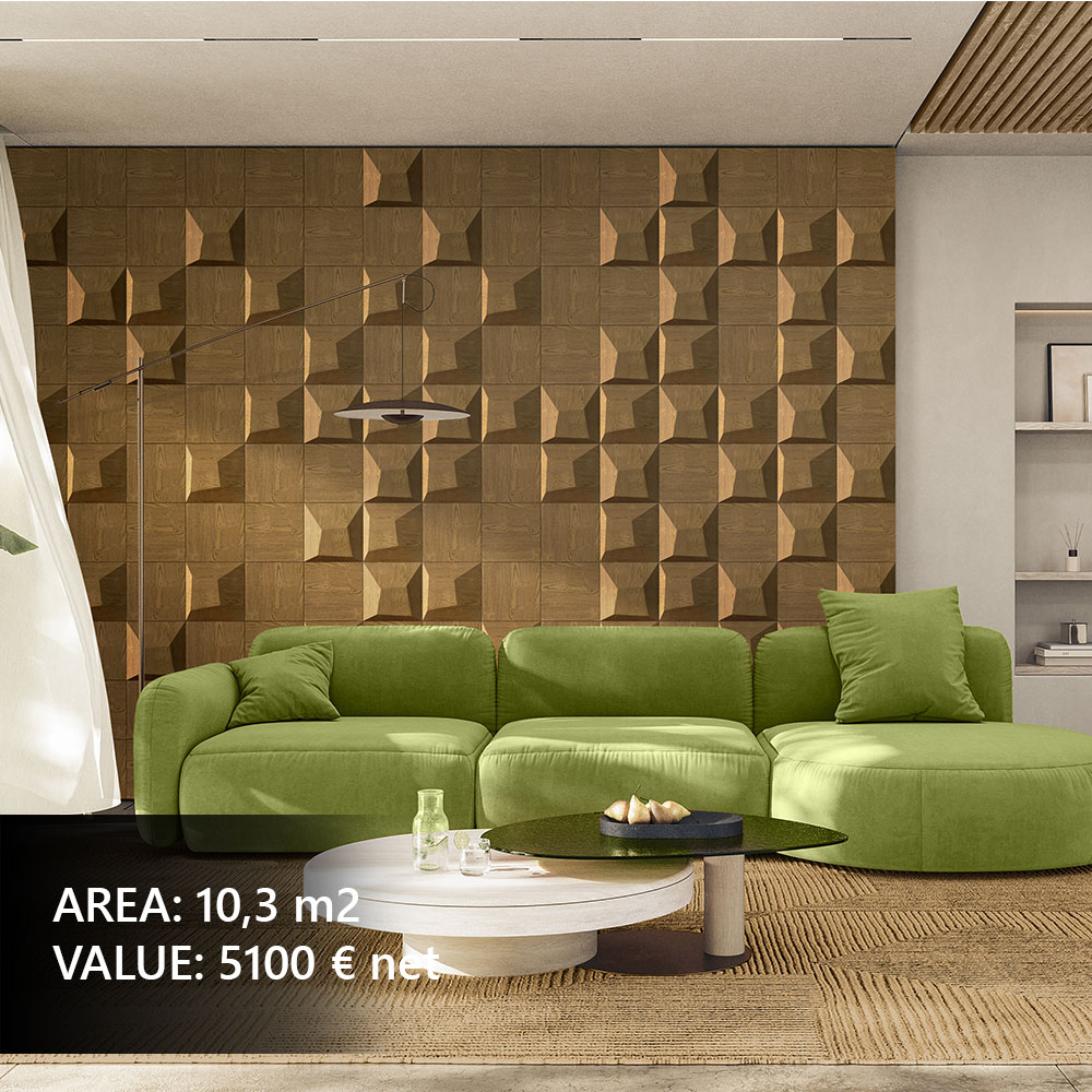 Decorative wood wall panels behind TV in living room, elegant tv wall, wooden accent wall design.