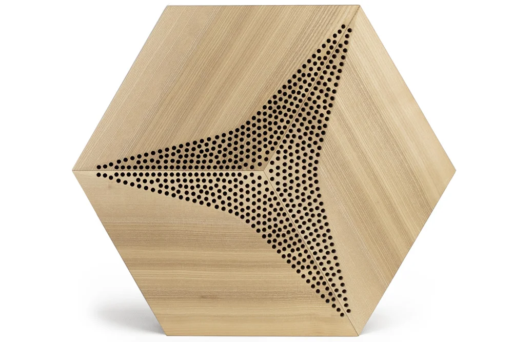 Natural wood acoustic panel with stylish triangular pattern