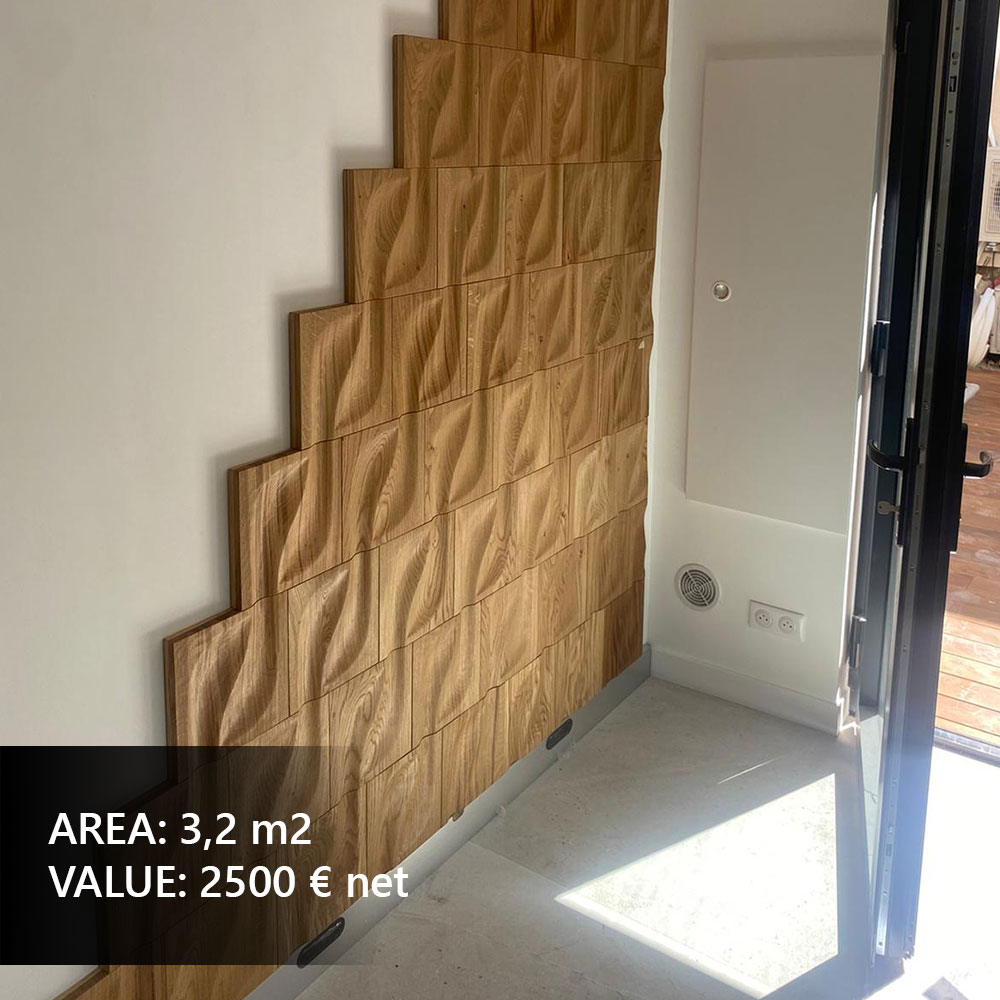 3D upholstered wall panels in a modern bedroom