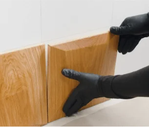 Photo of installation processes for wooden panels