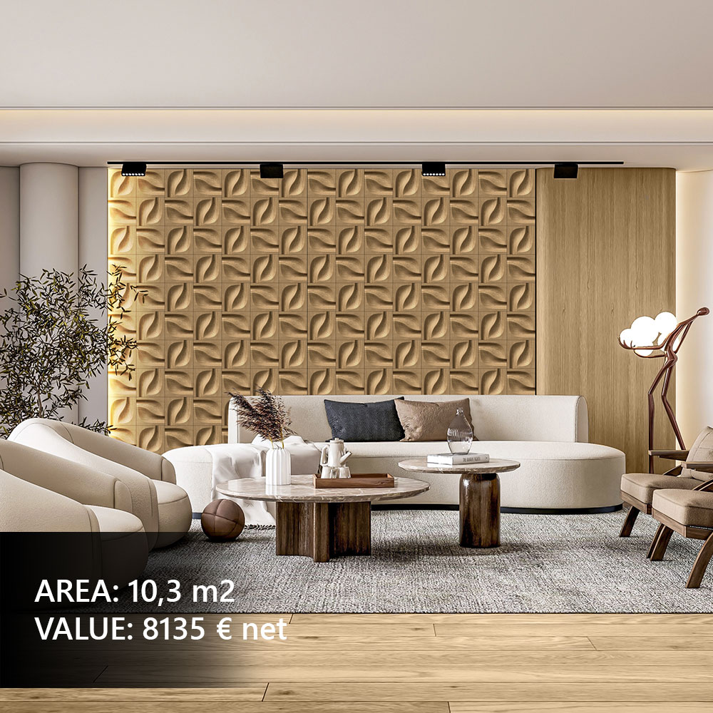 3D upholstered wall panels in a modern bedroom