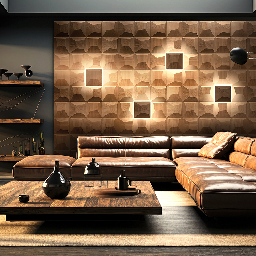 wooden panels with light
