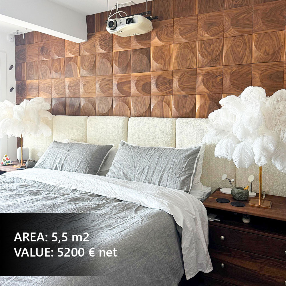 Decorative wall panels in a stylish bedroom