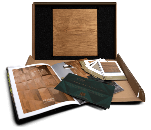 Photo of a box containing a sample of a square panel
