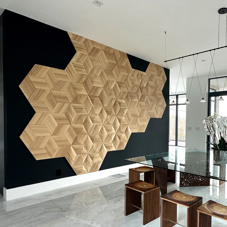 Interior with wood accent wall panels