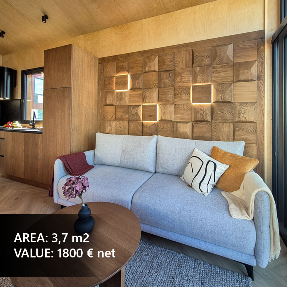 Decorative wood wall panels behind TV in living room, elegant tv wall, wooden accent wall design.