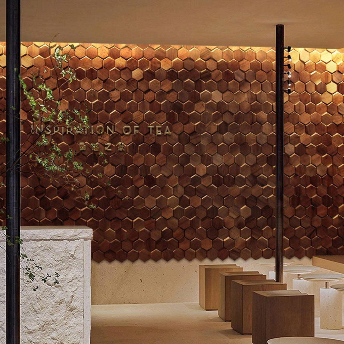 wooden panels with light