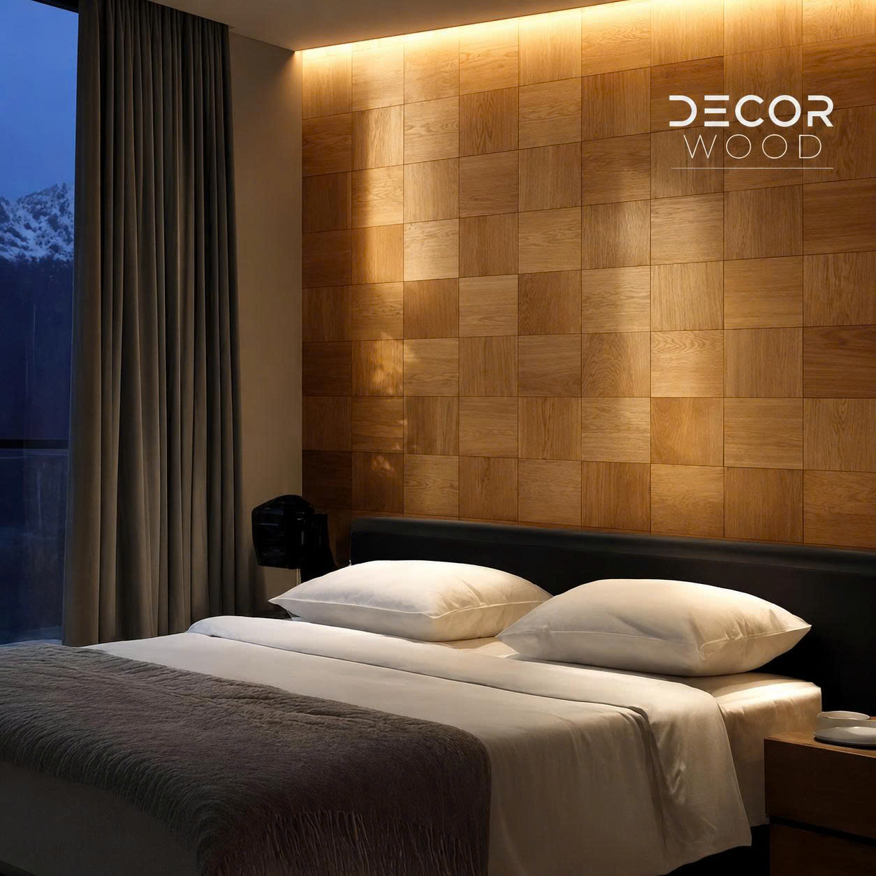 wooden panels with light
