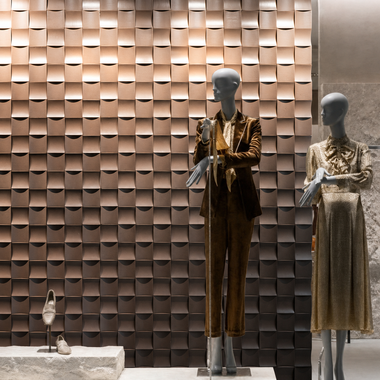 wooden panels with light